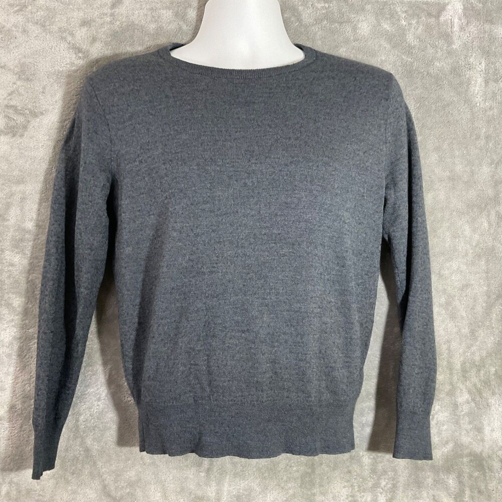 J.Crew Men’s Size Medium Charcoal Heather Crewneck Merino Wool Blend Sweater